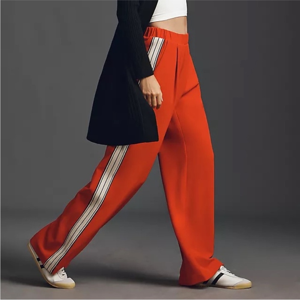 Anthropologie Maeve Pull-on Side Stripe Wide Leg Pants